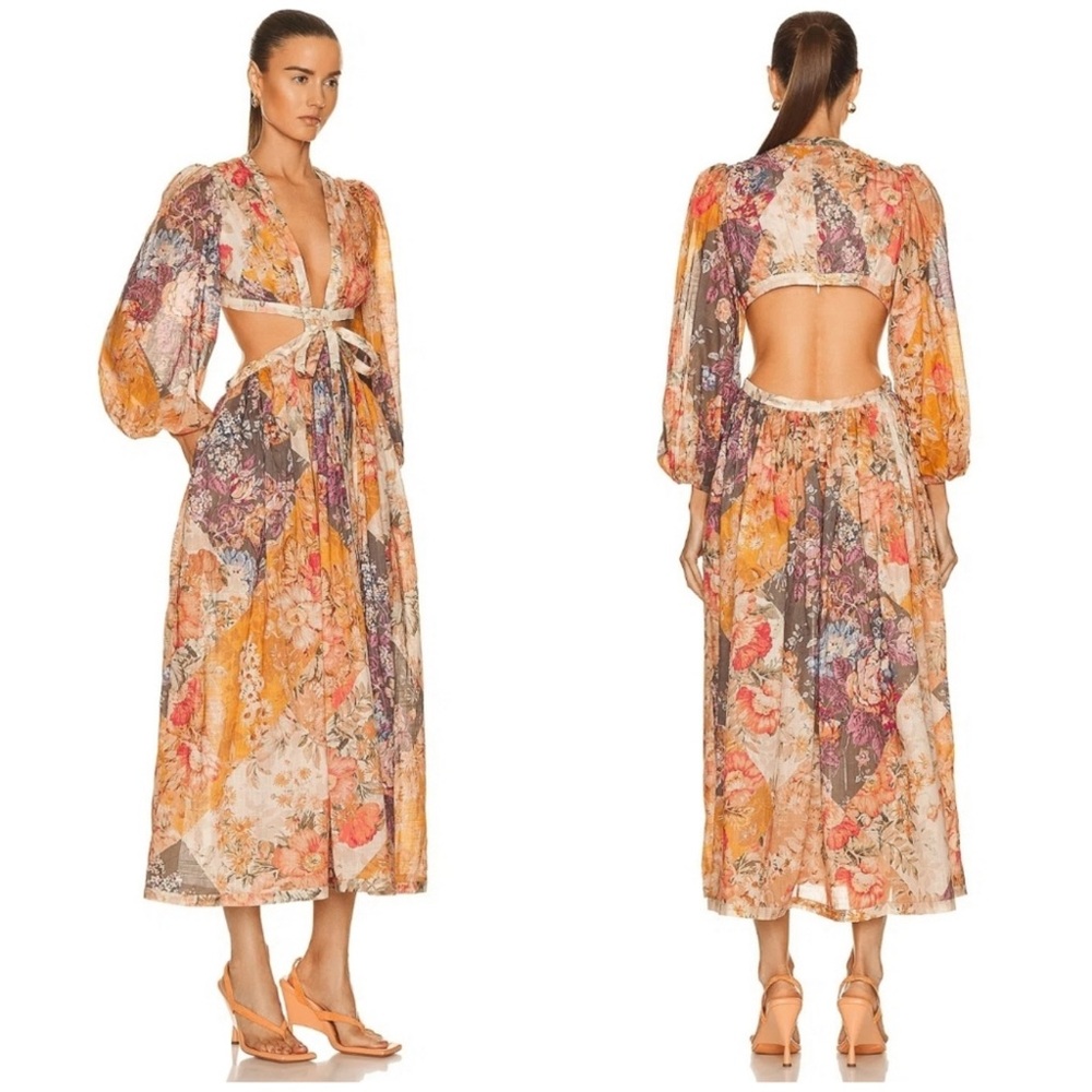 Zimmermann Floral Print Long Sleeve Cutout Cotton Dress - Picture 13 of 16